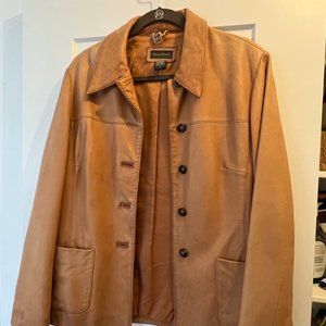 Banana Republic Buttersoft Camel Leather Jacket Size Large Used / Shacket